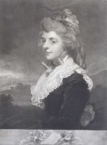 After Sir Joshua Reynolds PRSA (1723-1792) "Miss Kemble" Black and white engraving, together with