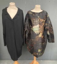 Annette Gortz 'Baroque' Cocoon Coat, wool and silk mix, scooped neck, long sleeves and pockets to
