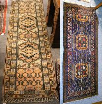 Turkish Runner, the compartmentalised field with two diamond medallions flanked by panels of