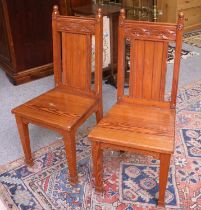 A Pair of Pitch Pine Hall Chairs