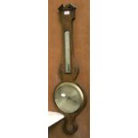 A Mahogany Shell Inlaid Wheel Barometer, Circa 1820, 8 inch silver dial, signed A Cariolli & Co,