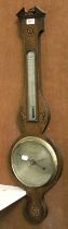 A Mahogany Shell Inlaid Wheel Barometer, Circa 1820, 8 inch silver dial, signed A Cariolli & Co,