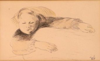 Sonia Lawson RA, RWS, RWA (b.1934) Sleeping child Signed, pastel, 21cm by 30.5cm