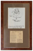 Bruce Bairnsfather Portrait Sketch of Old Bill , inscribed 'To Mr Land, 'Ullo! from "Old Bill" &