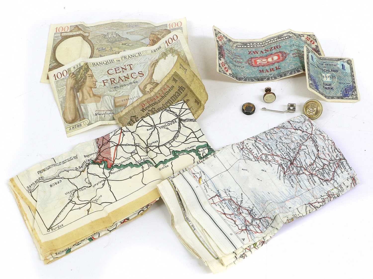 A Second World War Escape and Evasion Kit, as issued prior to the D.Day landings to CJX391761 Lt.