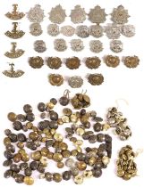 Items Relating to The Border Regiment, comprising eight post-1884 brass collar badges and a