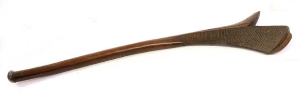 A 19th Century Fijian Kiakava Gunstock War Club, of dense heavy hardwood, the gunstock head carved