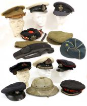 A Collection of Fourteen Military Hats, including a pre-1953 RAF OR's peaked cap, a pre-1953