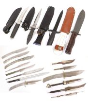 Four Various Hunting Knives with Leather Sheaths, comprising a Blackjack Blackmoor Dirk, an