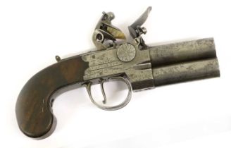 A Late 18th Century Flintlock Over and Under Tap Action Pocket Pistol by Sinkinson of Doncaster,