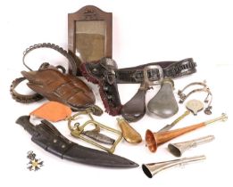 A Quantity of Militaria, including a French Legion d'Honneur medal af, a black patent leather pistol