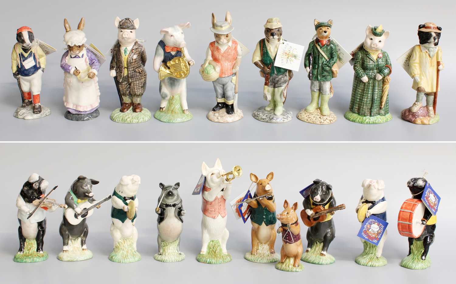 Beswick Pig Promenade Figures, twelve to include: 'John the Conductor', PP1, 'Matthew the Trumpet