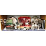A Quantity of Silver Plated items, including: - a cased cutlery set, various trays, cutlery, tea and
