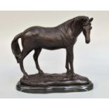 A Bronzed Horse, on marble base, 23cm high