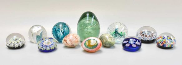 A Small Collection of Modern Paperweights, to include eight various examples, including Strathern