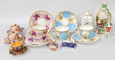 A Flight Barr & Barr Worcester Porcelain Tea Cup, Coffee Cup and Two Saucers, circa 1830, with