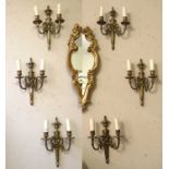 A Set of Six 18th Century Style Gilt Metal Two Branch Wall Lights (6)