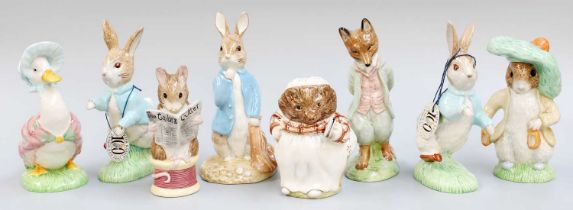 Royal Albert Beatrix Potter Figures, all large size including 'Peter Rabbit', 'Jemima Puddleduck'