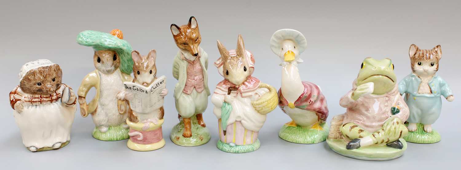 Royal Albert Beatrix Potter Figures, all large size including 'Benjamin Bunny', 'Jemima Puddleduck',