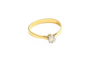 A 22 Carat Gold Diamond Solitaire Ring, the round brilliant cut diamond in a white claw setting,