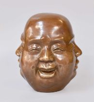 Large Modern Filled Bronze Four Face Chinese Buddha, 21cm high