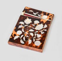 A Victorian Tortoise Shell and Mother of Pearl Inlaid Card Case