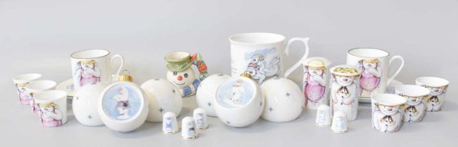 A Collection of Royal Doulton Snowman Related Baubles, cups, saucers, thimbles, etc