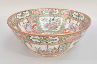 A 20th Century Famille Rose Cantonese Punch Bowl, 34cm In good condition.