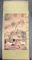 A 20th Century Chinese Scroll, depicting horses