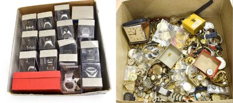 A Selection of Digital Cased Wristwatches, Pocket and Wristwatch Movements, Smiths Travel