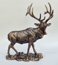 A Modern Patinated Metal Model of a Stag, 43cm high