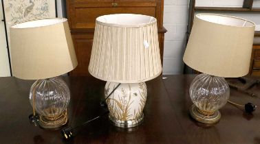 A Pair of Modern Glass Table Lamps, and A Ceramic Butterfly Example (3)