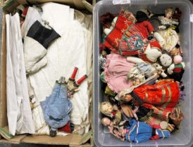 Assorted Early 20th Century Chinese Dolls, comprising three with carved and painted faces, fully