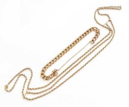 A Curb Link Bracelet, each link stamped '9C', length 21cm (a.f.); and A Trace Link Necklace,