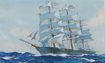 Attributed to Wilfred Knox (1884-1966) Clipper at full sail Watercolour heightened with white,