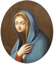 Manner of Sebastiano Conca (1680-1764) Italian Head and shoulders study of the Virgin in a blue