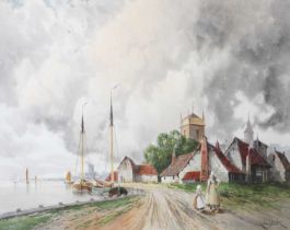 Louis Van Staaten (1836-1909) Dutch "Schiedam" Signed, watercolour, 40cm by 60.5cm