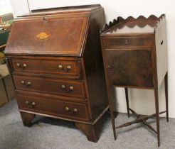 An Edwardian Bureau, and A Georgian Mahogany Pot Cupboard (2)