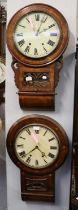 Two Inlaid Drop Dial Striking Wall Clocks, both circa 1890