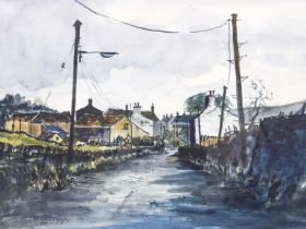 Ashley Jackson (b.1940) Village scene Signed and dated 1976, watercolour, 54.5cm by 71cm