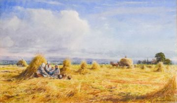 Gilbert Davies (Contemporary) Loading the hay cart at harvest Signed, watercolour, together with a