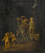 Continental School (18th/19th Century) Vignette from the Commedia dell'arte Oil on canvas, 56.5cm by