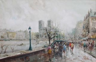 Joseph Giordano (b.1935) Notre Dame across the Seine Signed, oil on canvas, 60cm by 90cm