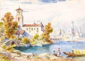 Andrea Vasari (1873-1961) "Rimina, Italia" Signed, inscribed to label afixed verso, watercolour,