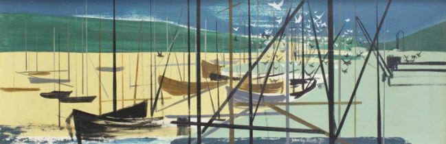 John G Reid (20th Century) Harbour Scene with masted ships Signed and dated (19)70 oil on board,