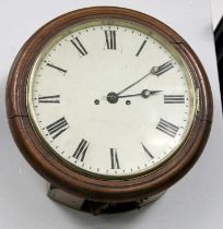 A Mahogany Twin-Fusee Striking 12" Painted Dial Wall Clock, circa 1890, 39cm Not in working order,