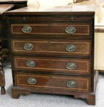 A Feather and Crossbanded Mahogany Four Height Bachelors Chest, with dressing slide, 18th century