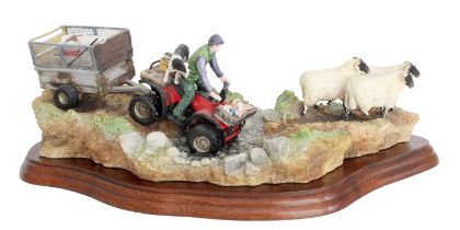 Border Fine Arts 'All in a Day's Work' (Farmer on ATV Herding Sheep), model No. B0593 by Kirsty