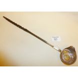 George II half crown coin set in a silver toddy ladle with baleen handle