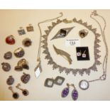 Sterling silver jewellery, unworn shop stock, most marked as 925 including heart shaped lockets,